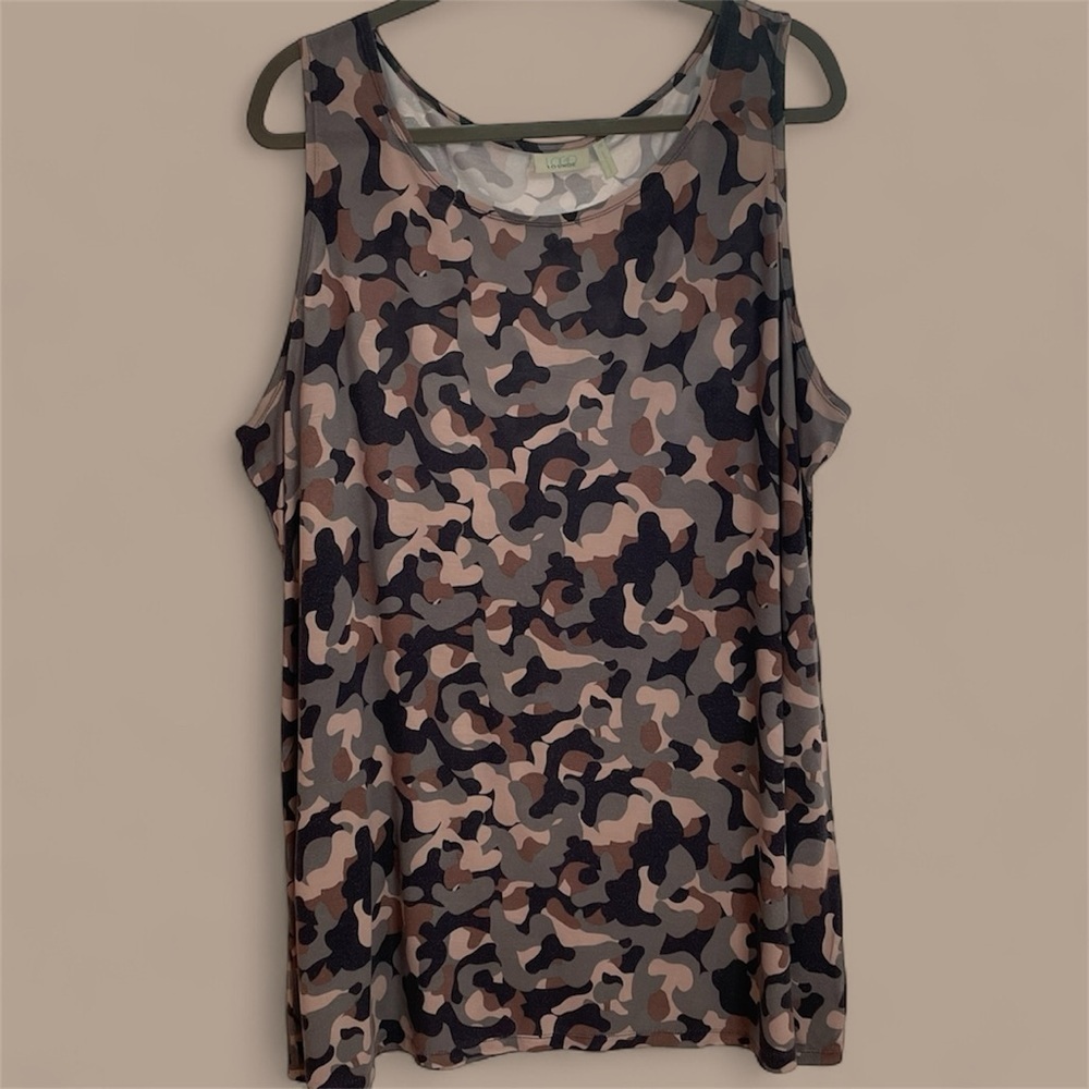 LOGO by Lori Goldstein Camouflage Tank Top